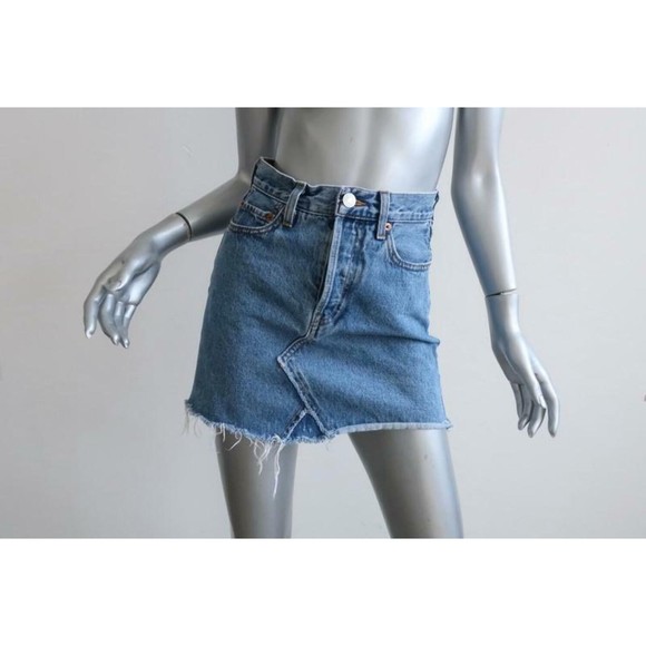 Re/Done Skirts Redone Originals High Rise Denim Mini Skirt Size 24